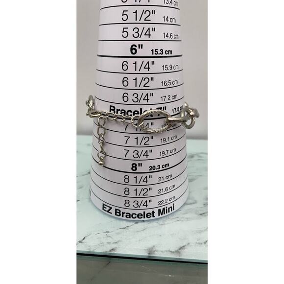 Silver Tone Chunky Smooth & Textured Chain Link Bracelet - Picture 3 of 3